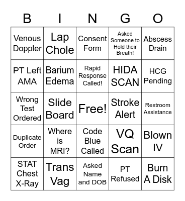 RAD TECH WEEK Bingo Card
