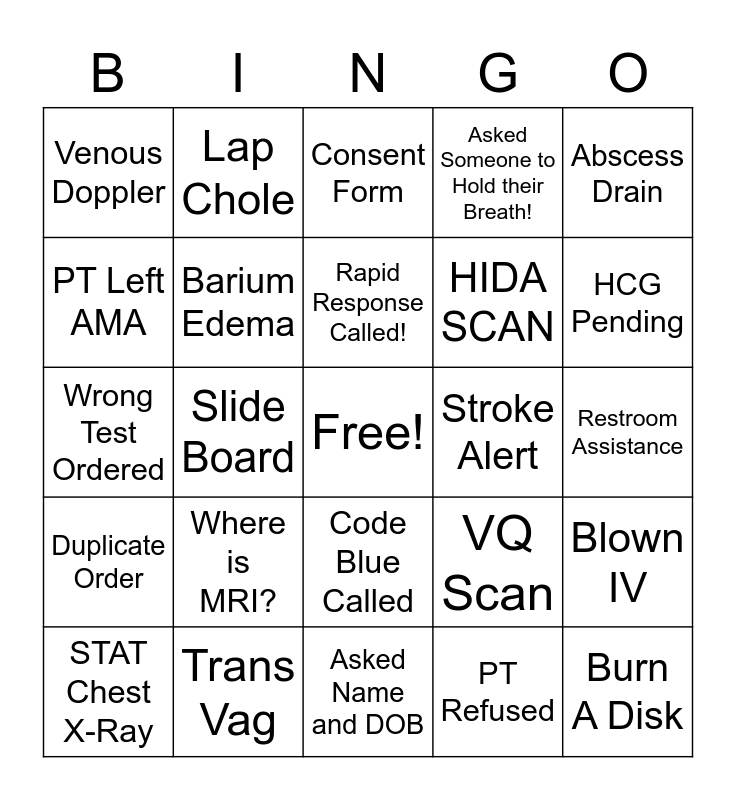 RAD TECH WEEK Bingo Card