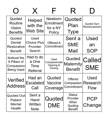Bingo Card