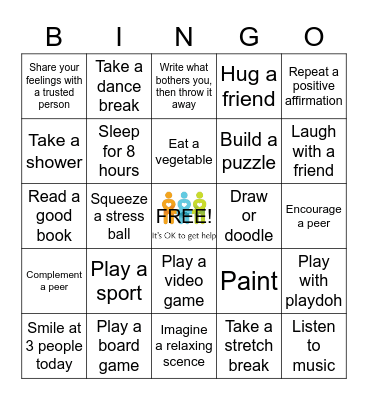 Red Ribbon Week - Healthy Choices Bingo Card