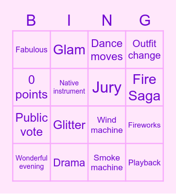 EUROVISION BINGO Card