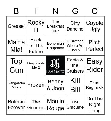 v23 Movie Songs Bingo Card