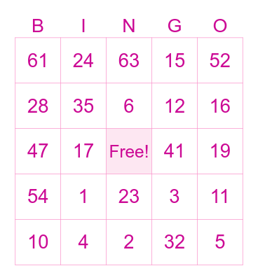 Bingo for Breast Cancer Research Bingo Card
