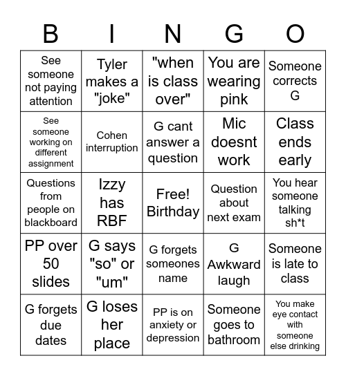 On Wednesdays Its My Birthday Bingo Card