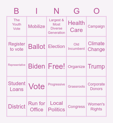 Pregame & Politics Sip When Bingo! Bingo Card