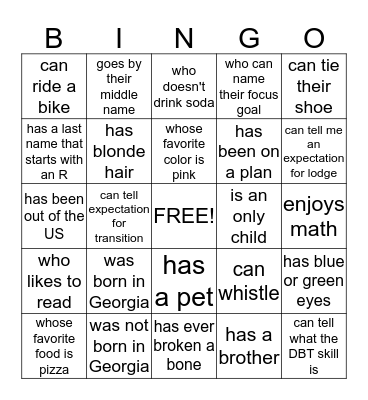 Find someone who... Bingo Card