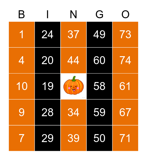 Halloween Bingo Card