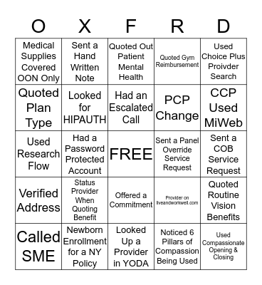 Bingo Card