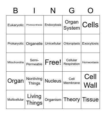 Cells BINGO Card