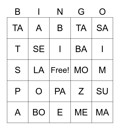LAS LETRAS Bingo Card