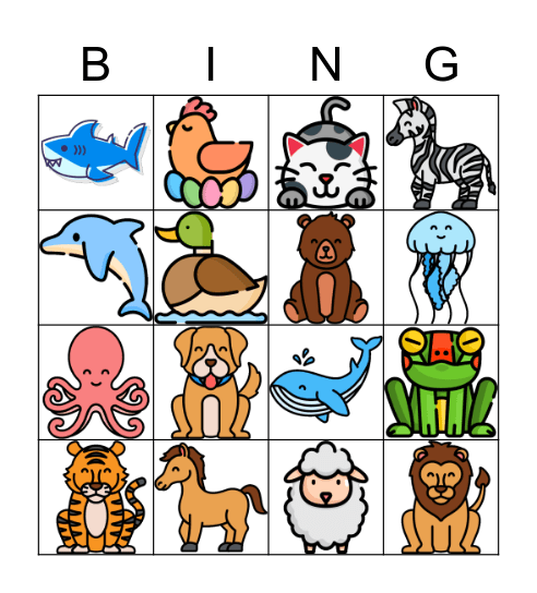 ANIMALS Bingo Card