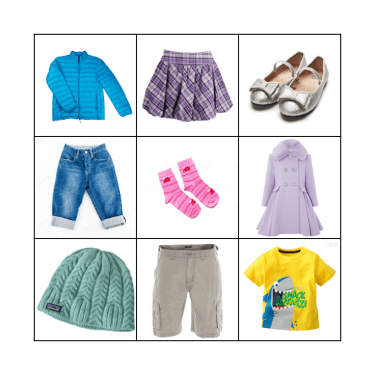 CLOTHES Bingo Card