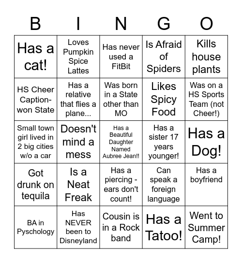 Ice Breaker Bingo Card