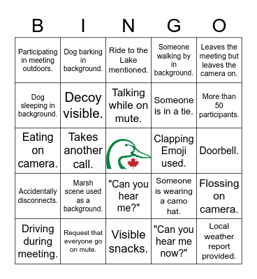 Meeting Bingo Card