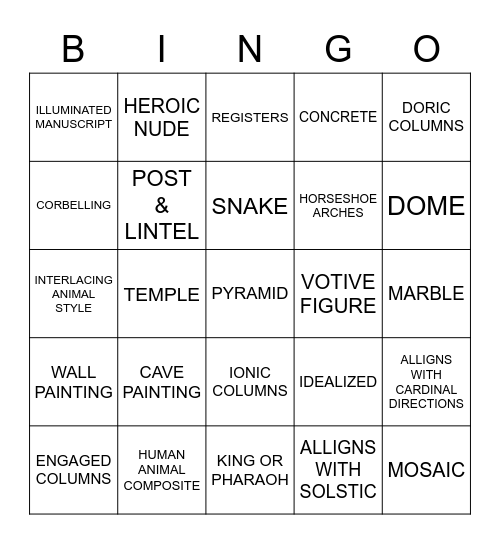 ART History I Bingo Card