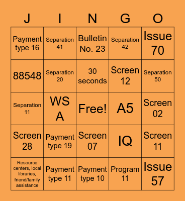 VT UI Bingo Card
