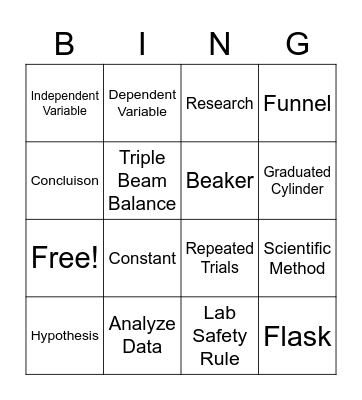 Scientific Method & Variables Bingo Card