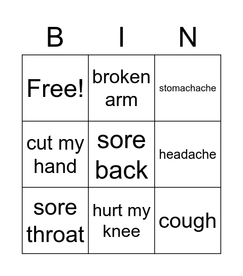 You should see a doctor! Bingo Card