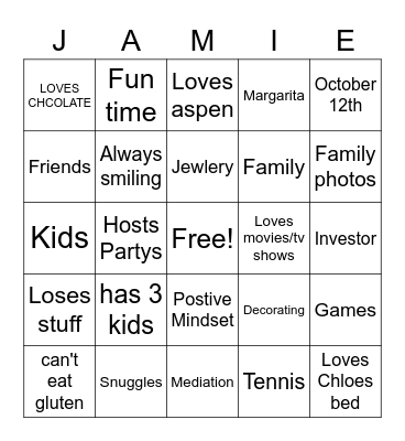 Mom Bingo Card