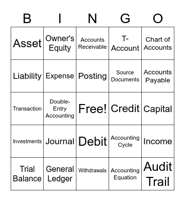 Accounting Vocab Bingo Card
