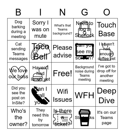 Bosses Day Bingo Card