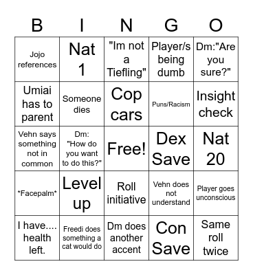 DnD Bingo Card