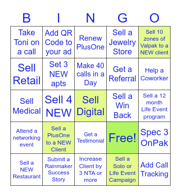 Valpak Bingo Card