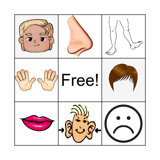 Face and body Bingo Card