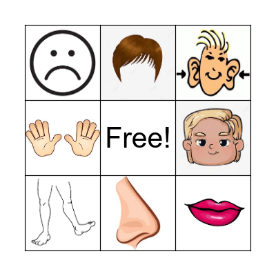 Face and body Bingo Card