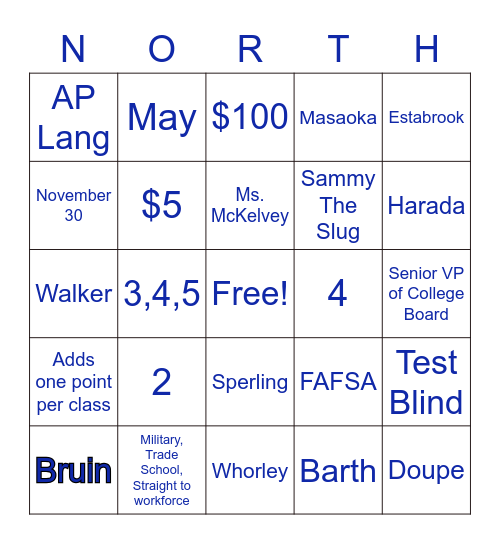 True North Bingo Card