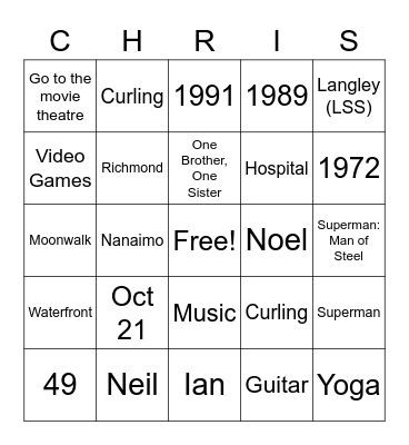 CC's Bingo 2021 Bingo Card