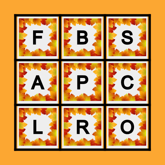 Fall Bingo! Bingo Card