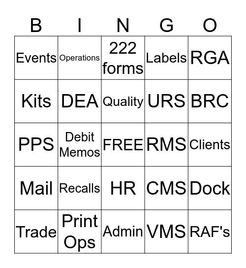 Stericycle Bingo!! Bingo Card