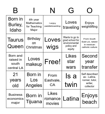 TL Bios Bingo Card