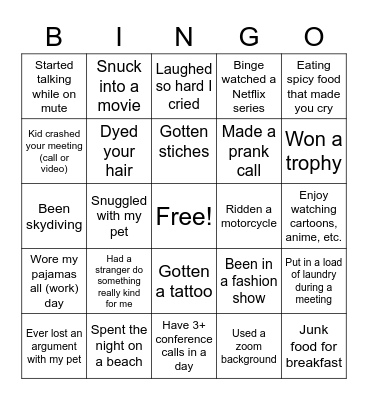 Team Turner Dvsn Meeting Bingo Card