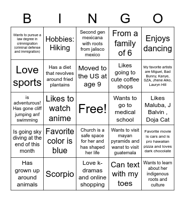 TL Bios Bingo Card