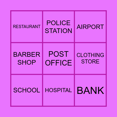 Places in Town Bingo Card