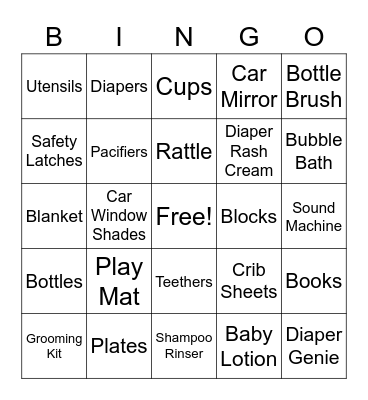 Baby Bingo Card