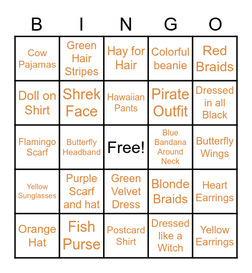 Scarecrow Bingo Card