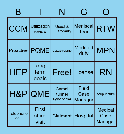 Case Manager BINGO Card