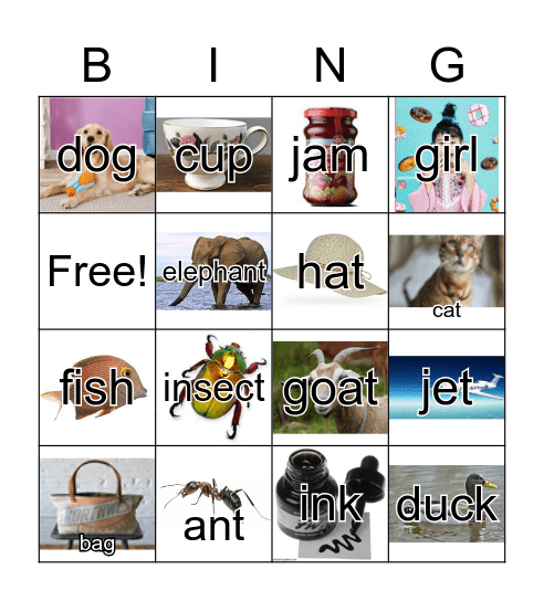 Aa~Jj words Bingo Card