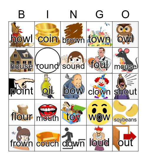 OU, OW sound Bingo Card
