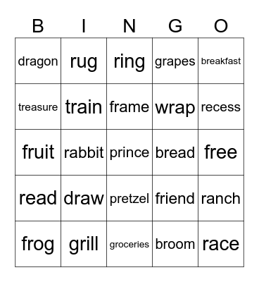 /r/ and /r/ blends Bingo Card