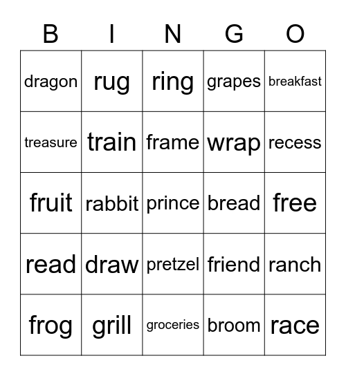 /r/ and /r/ blends Bingo Card