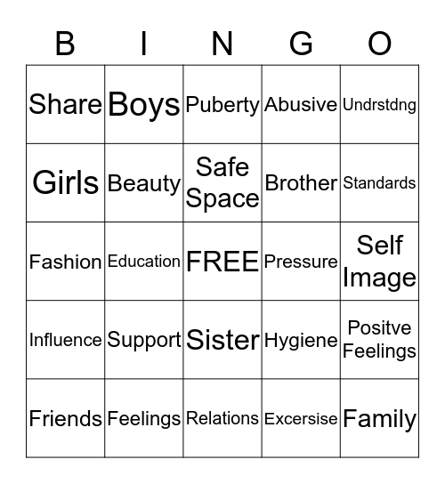 Date Smart Bingo Card