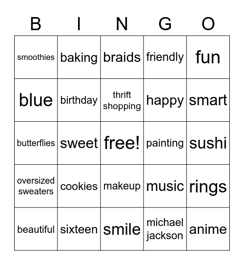 Alaska's Birthday Bingo Card