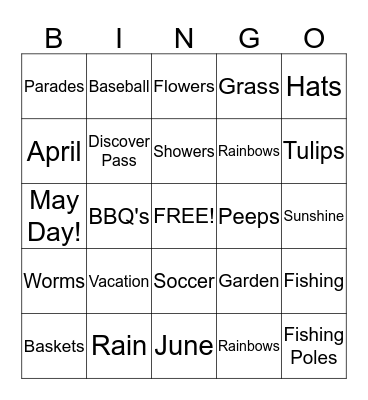 Spring Fling Bingo Card