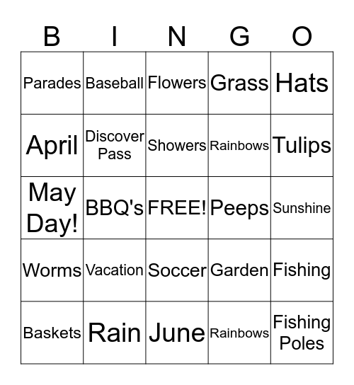 Spring Fling Bingo Card