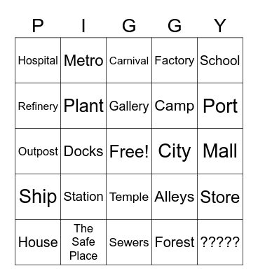 Piggy Bingo Card