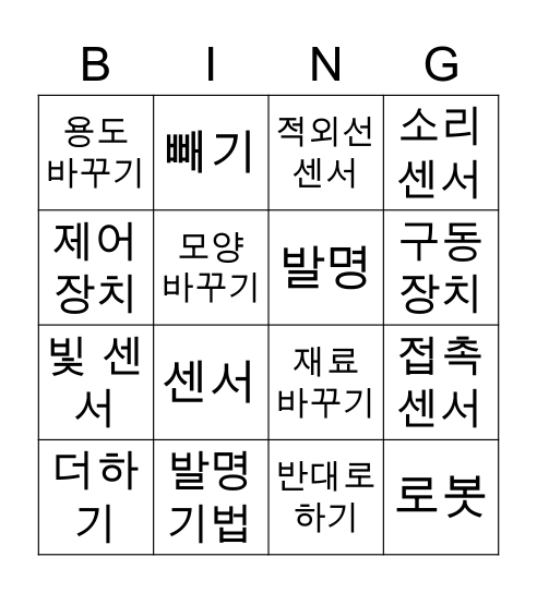 실과 6단원 Bingo Card